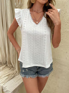 V - neck Lace Sleeve Top - ElegantAlpha®