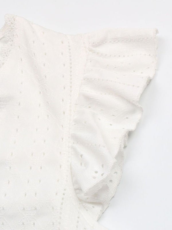 V - neck Lace Sleeve Top - ElegantAlpha