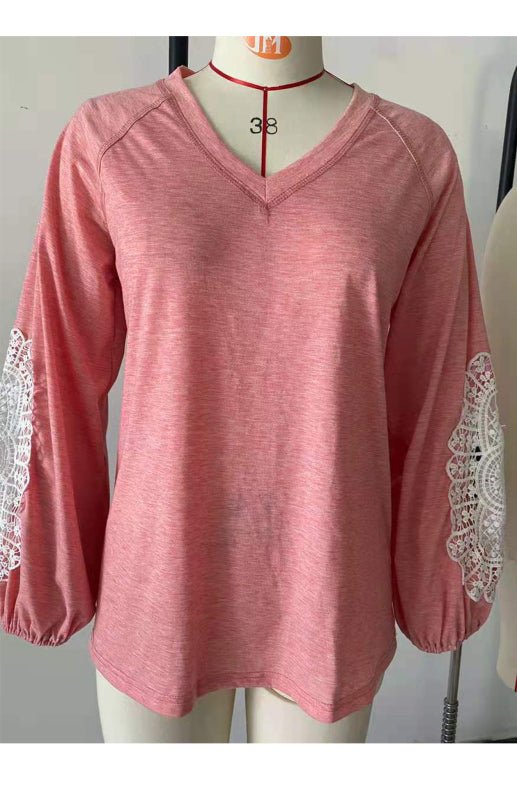 V Neck Lace Top - ElegantAlpha®