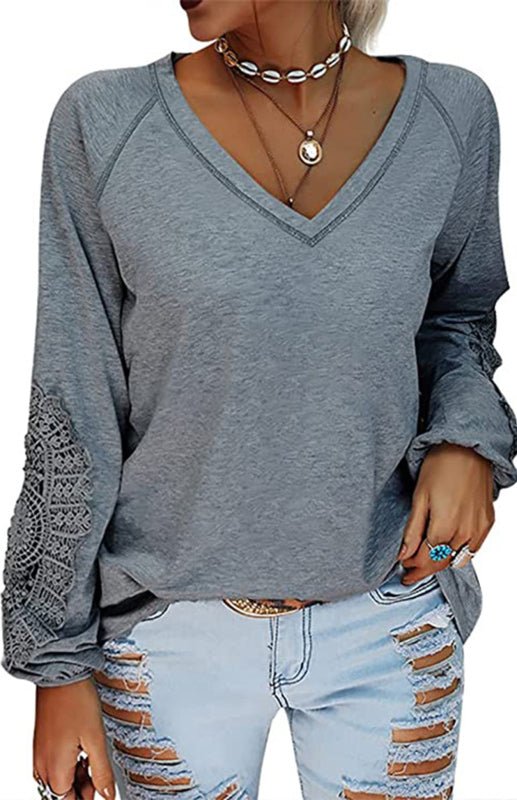 V Neck Lace Top - ElegantAlpha®