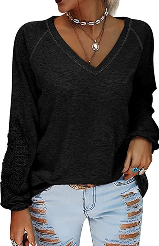 V Neck Lace Top - ElegantAlpha®