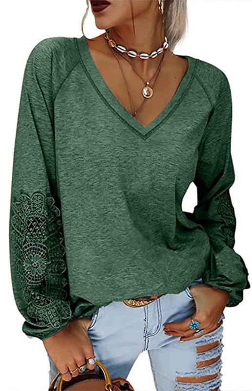 V Neck Lace Top - ElegantAlpha®