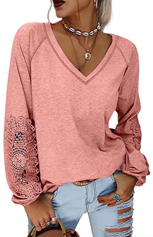 V Neck Lace Top - ElegantAlpha®