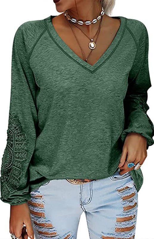 V Neck Lace Top - ElegantAlpha®