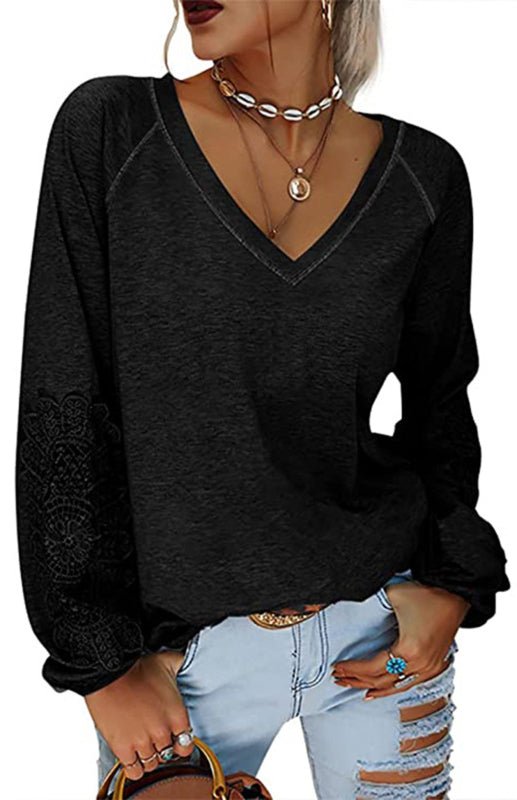 V Neck Lace Top - ElegantAlpha®