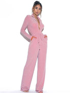 V - neck long sleeve jumpsuit - ElegantAlpha