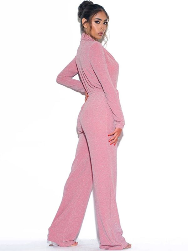 V - neck long sleeve jumpsuit - ElegantAlpha