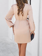 V - neck long - sleeved dress - ElegantAlpha