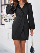 V - neck long - sleeved dress - ElegantAlpha