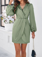 V - neck long - sleeved dress - ElegantAlpha