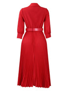 V Neck Pleated Dress - ElegantAlpha