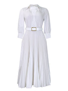 V Neck Pleated Dress - ElegantAlpha