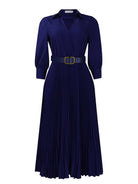 V Neck Pleated Dress - ElegantAlpha