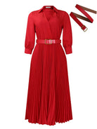 V Neck Pleated Dress - ElegantAlpha