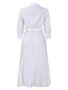 V Neck Pleated Dress - ElegantAlpha