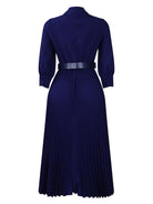 V Neck Pleated Dress - ElegantAlpha