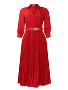 V Neck Pleated Dress - ElegantAlpha