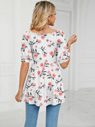 V - neck printed t - shirt bubble tunic top - ElegantAlpha®