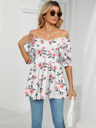 V - neck printed t - shirt bubble tunic top - ElegantAlpha®