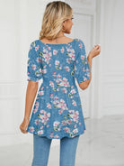 V - neck printed t - shirt bubble tunic top - ElegantAlpha®