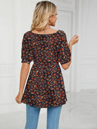 V - neck printed t - shirt bubble tunic top - ElegantAlpha®