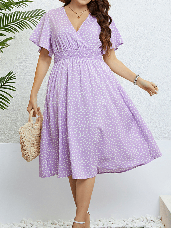 V - neck purple loose dress - ElegantAlpha