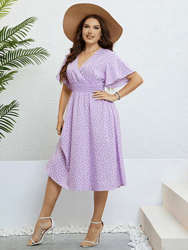 V - neck purple loose dress - ElegantAlpha