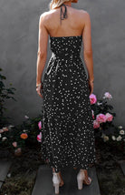 V Neck Sling Polka Dot Dress Long Dress - ElegantAlpha