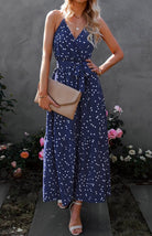 V Neck Sling Polka Dot Dress Long Dress - ElegantAlpha