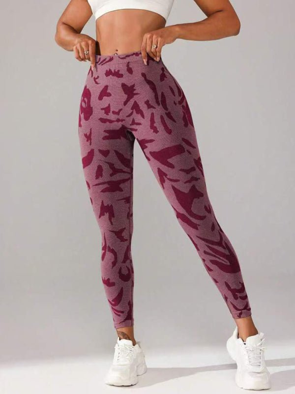 V waist camouflage peach hip sports trousers - ElegantAlpha