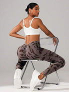 V waist camouflage peach hip sports trousers - ElegantAlpha