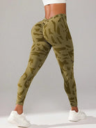 V waist camouflage peach hip sports trousers - ElegantAlpha