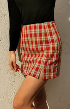 Versatile Hip Wrap Split High Waist Plaid Skirt - ElegantAlpha®