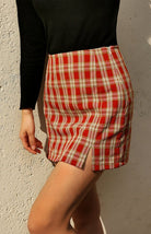 Versatile Hip Wrap Split High Waist Plaid Skirt - ElegantAlpha