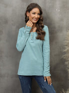 Waffle Knit Long Sleeve Henley Top - ElegantAlpha®