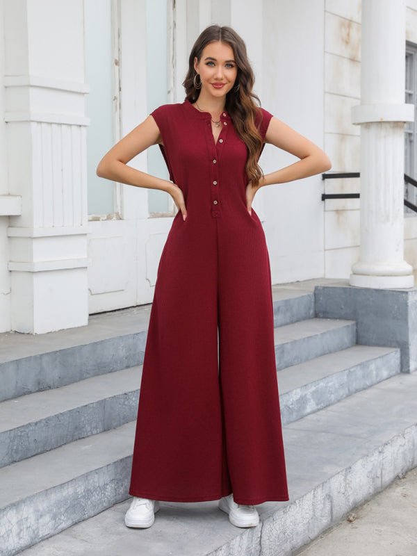 Wide Leg Pants Bib Jumpsuit - ElegantAlpha