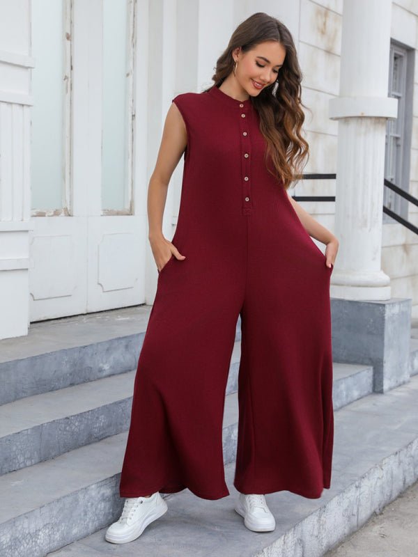 Wide Leg Pants Bib Jumpsuit - ElegantAlpha