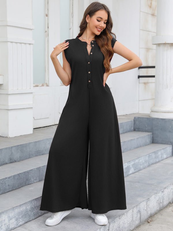 Wide Leg Pants Bib Jumpsuit - ElegantAlpha