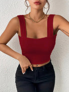 Wide shoulder sleeveless top - ElegantAlpha