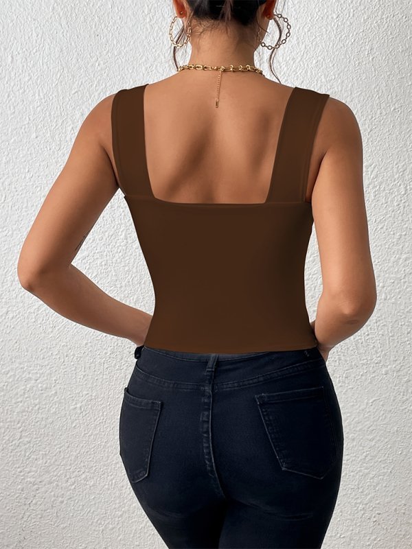 Wide shoulder sleeveless top - ElegantAlpha