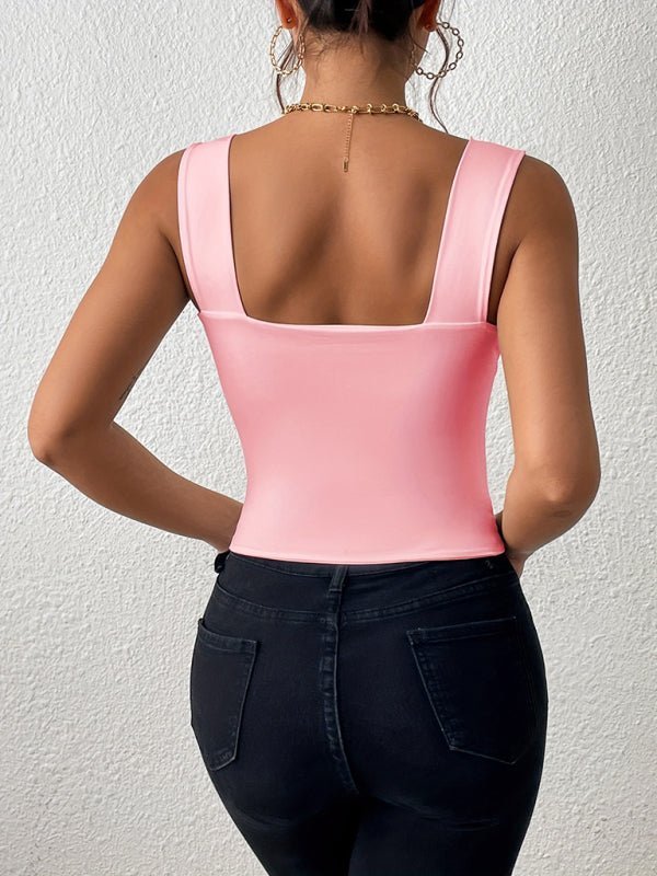 Wide shoulder sleeveless top - ElegantAlpha