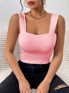 Wide shoulder sleeveless top - ElegantAlpha