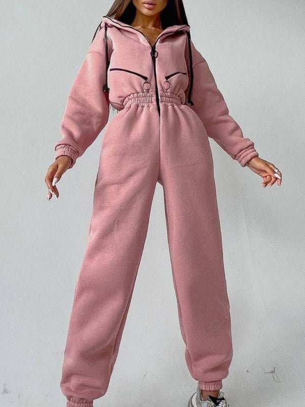 Women Zip Up Casual Tracksuit Set - ElegantAlpha