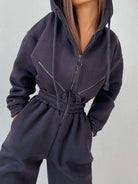 Women Zip Up Casual Tracksuit Set - ElegantAlpha