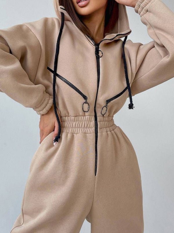 Women Zip Up Casual Tracksuit Set - ElegantAlpha