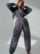 Women Zip Up Casual Tracksuit Set - ElegantAlpha