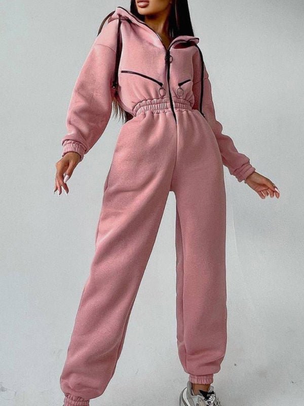 Women Zip Up Casual Tracksuit Set - ElegantAlpha