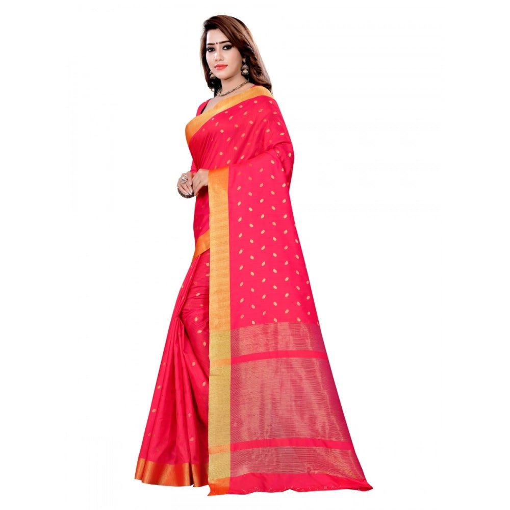 Women's Art Silk Saree With Blouse (Pink, 5 - 6 Mtrs) - ElegantAlpha