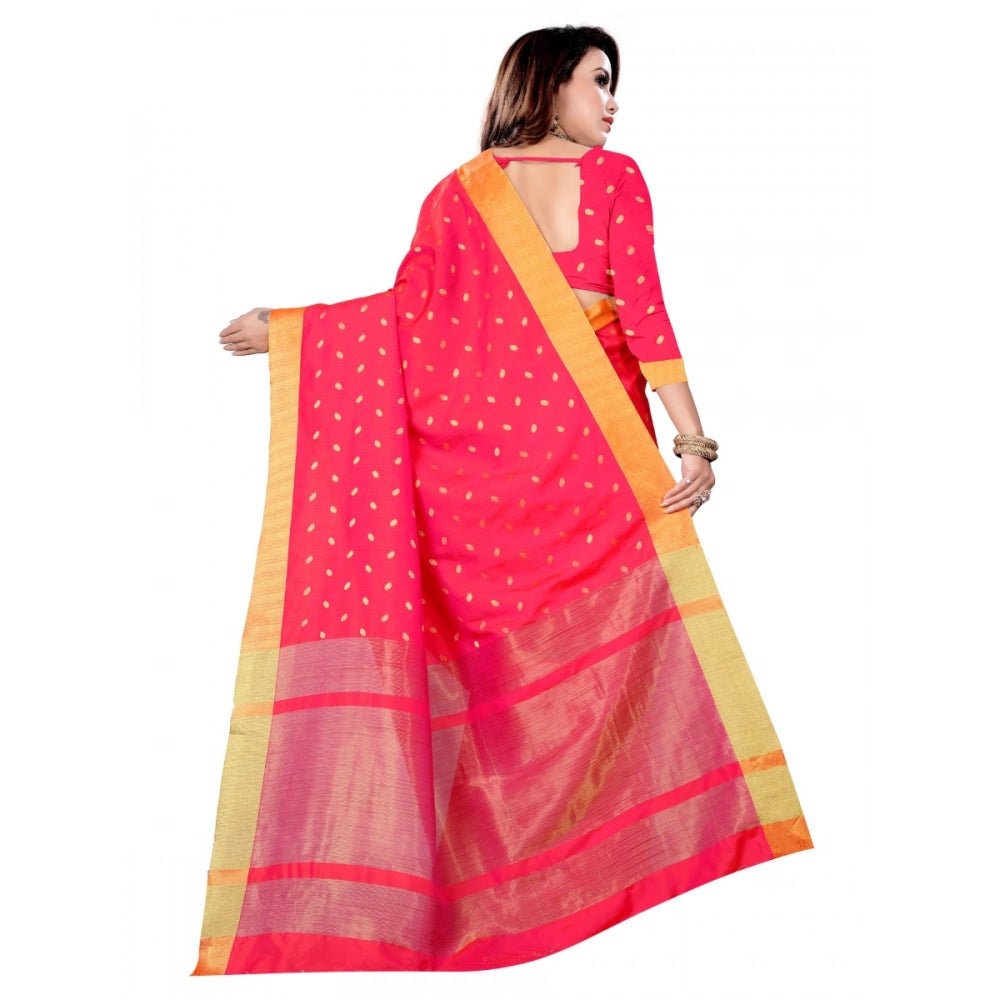 Women's Art Silk Saree With Blouse (Pink, 5 - 6 Mtrs) - ElegantAlpha