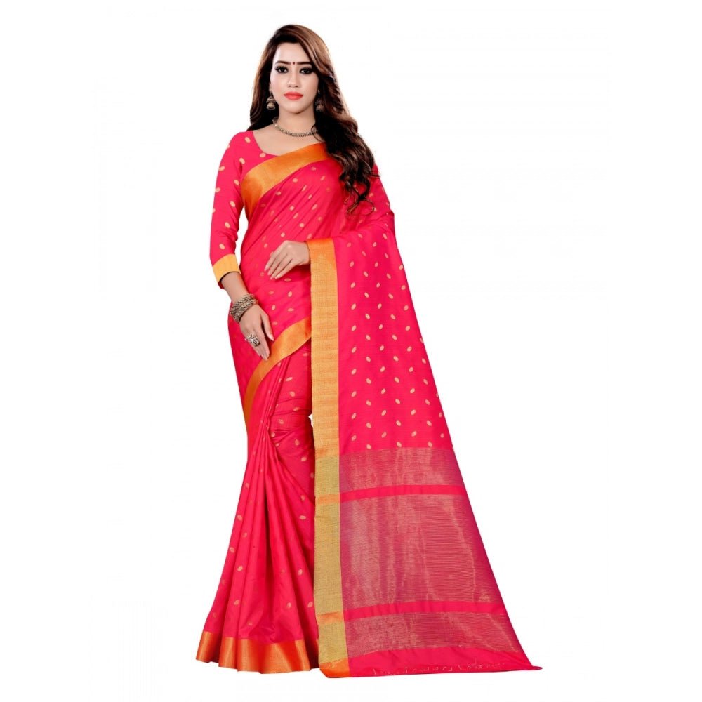 Women's Art Silk Saree With Blouse (Pink, 5 - 6 Mtrs) - ElegantAlpha